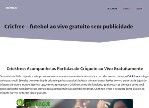 How cricfree.club looks like on a tablet such as an iPad.