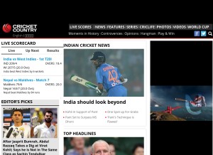 How cricketcountry.com looks like on a tablet such as an iPad.