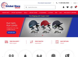 How cricketstoreonline.com looks like on a tablet such as an iPad.