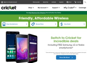 How cricketwireless.com looks like on a tablet such as an iPad.