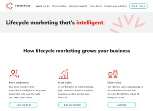 How crimtan.com looks like on a tablet such as an iPad.