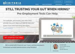 How criteriacorp.com looks like on a tablet such as an iPad.