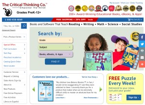 How criticalthinking.com looks like on a tablet such as an iPad.