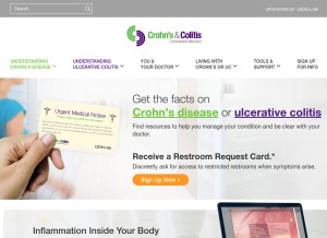 How crohnsandcolitis.com looks like on a tablet such as an iPad.