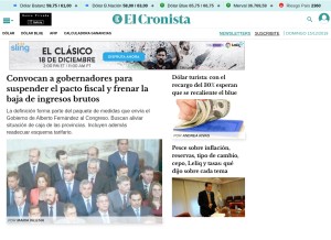 How cronista.com looks like on a tablet such as an iPad.