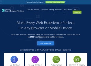 How crossbrowsertesting.com looks like on a tablet such as an iPad.