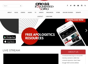 How crossexamined.org looks like on a tablet such as an iPad.