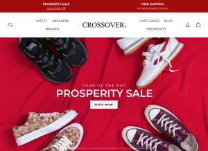 How crossoverconceptstore.com looks like on a tablet such as an iPad.