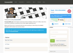How crossword365.com looks like on a tablet such as an iPad.