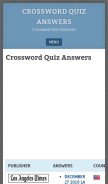 How crosswordquizanswers.com looks like on a mobile device such as an iPhone.