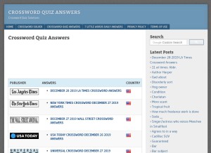 How crosswordquizanswers.com looks like on a tablet such as an iPad.