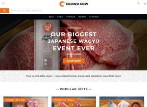 How crowdcow.com looks like on a tablet such as an iPad.
