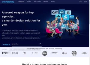 How crowdspring.com looks like on a tablet such as an iPad.