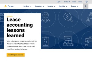 How crowe.com looks like on a tablet such as an iPad.