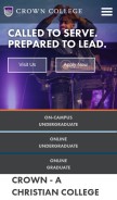 How crown.edu looks like on a mobile device such as an iPhone.
