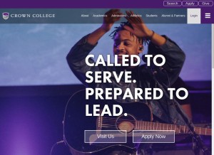 How crown.edu looks like on a tablet such as an iPad.