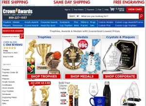 How crownawards.com looks like on a tablet such as an iPad.