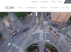 How crowncastle.com looks like on a tablet such as an iPad.