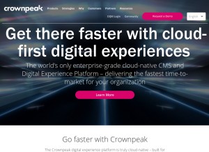 How crownpeak.com looks like on a tablet such as an iPad.