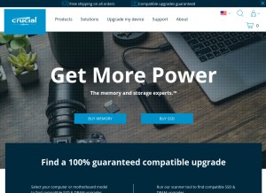 How crucial.com looks like on a tablet such as an iPad.