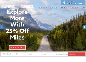 How cruiseamerica.com looks like on a tablet such as an iPad.