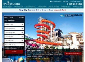 How cruises.com looks like on a tablet such as an iPad.