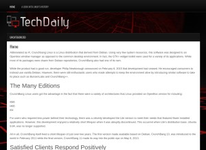 How crunchbanglinux.org looks like on a tablet such as an iPad.