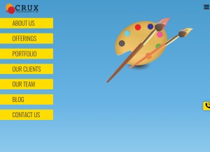 How cruxcreativesolutions.com looks like on a tablet such as an iPad.