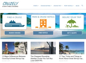 How cruzely.com looks like on a tablet such as an iPad.