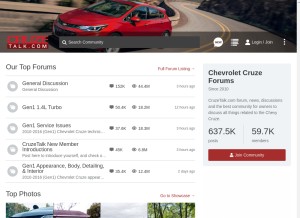 How cruzetalk.com looks like on a tablet such as an iPad.