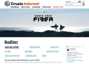 How cruzio.com looks like on a tablet such as an iPad.