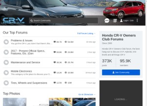How crvownersclub.com looks like on a tablet such as an iPad.