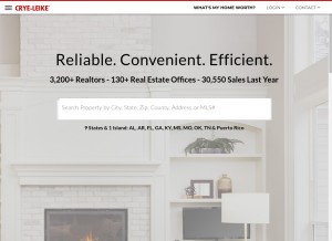How crye-leike.com looks like on a tablet such as an iPad.
