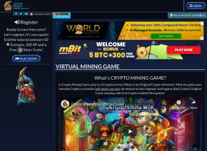 How cryptomininggame.com looks like on a tablet such as an iPad.