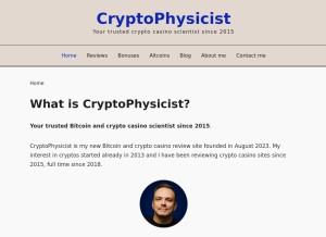 How cryptophysicist.com looks like on a tablet such as an iPad.