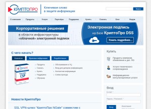 How cryptopro.ru looks like on a tablet such as an iPad.