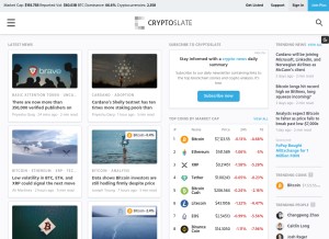 How cryptoslate.com looks like on a tablet such as an iPad.