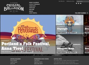 How crystalballroompdx.com looks like on a tablet such as an iPad.