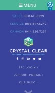 How crystalcleardm.com looks like on a mobile device such as an iPhone.