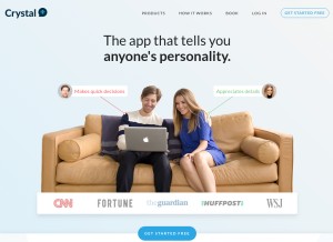 How crystalknows.com looks like on a tablet such as an iPad.