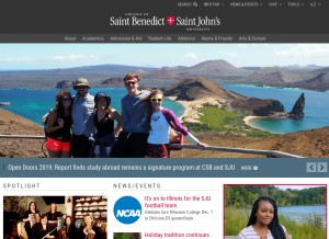 How csbsju.edu looks like on a tablet such as an iPad.