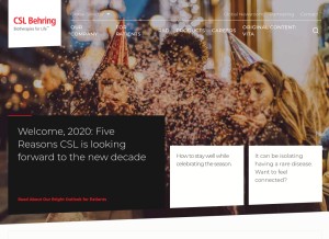 How cslbehring.com looks like on a tablet such as an iPad.