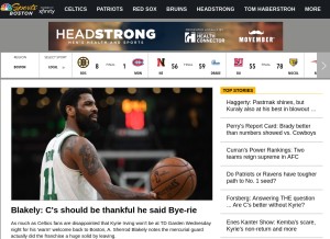 How csnne.com looks like on a tablet such as an iPad.