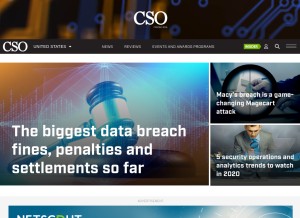 How csoonline.com looks like on a tablet such as an iPad.