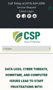 How cspinc.com looks like on a mobile device such as an iPhone.