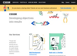 How csssr.com looks like on a tablet such as an iPad.