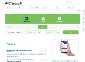 How cttransit.com looks like on a tablet such as an iPad.