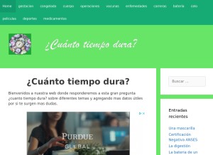 How cuantotiempodura.com looks like on a tablet such as an iPad.