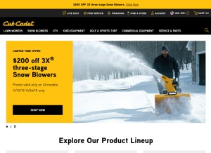 How cubcadet.com looks like on a tablet such as an iPad.