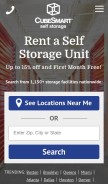 How cubesmart.com looks like on a mobile device such as an iPhone.